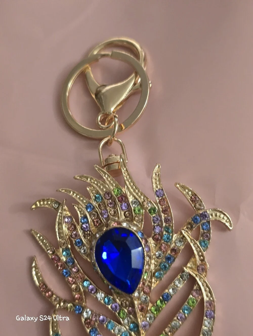 Beautiful Peacock Feather Bag Charm/ Keychain NEW